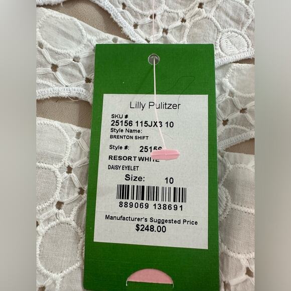 NWT Lilly Pulitzer White Brenton Dress Size 10 White Eyelet Beach Summer - Picture 5 of 8